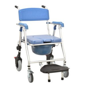 Bytrex, Medical commode wheelchair One button Folding commode chair toilet Shower Chair use as mobile toilet travel friendly easy to fold