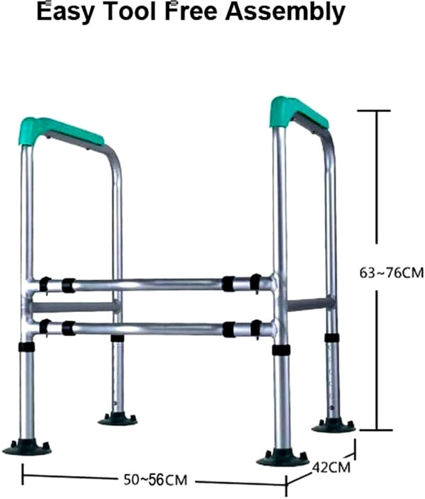 Toilet Safety Frame & Rail with Adjustable Height & Width, Stand-Alone Handrails for Seniors