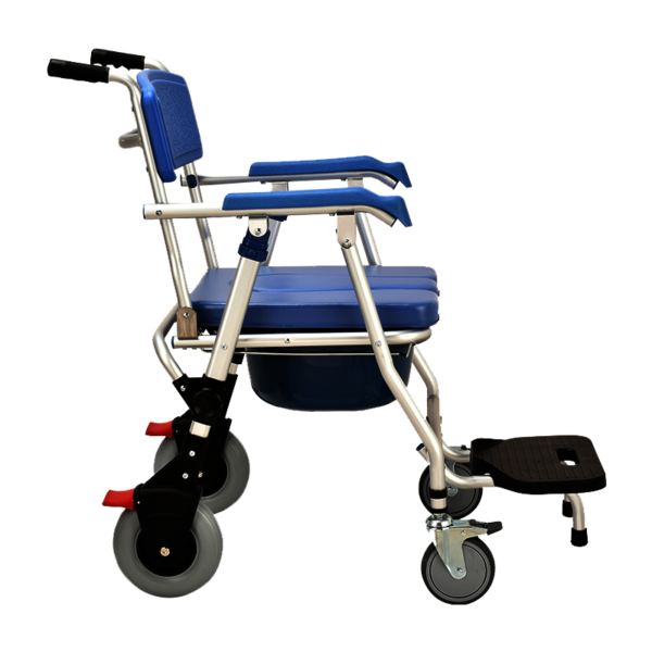 Bytrex, Medical commode wheelchair One button Folding commode chair toilet Shower Chair use as mobile toilet travel friendly easy to fold