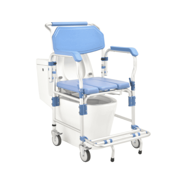 Bytrex, Shower Commode Chair Personal Mobility Assist Toilet Commode Wheelchair with Arm and Foot Rests