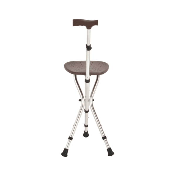 Bytrex, Walking Stick Chair Combo, Folding Cane Seat, Ergonomic Handle, Adjustable Anti- Skid Walking Stick with Stool, Lightweight Outdoor Travel Rest Stool