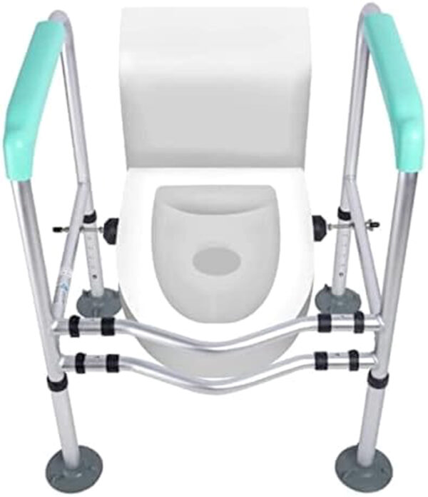 Toilet Safety Frame & Rail with Adjustable Height & Width, Stand-Alone Handrails for Seniors