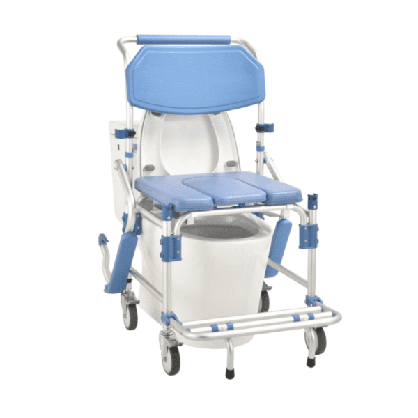 Bytrex, Shower Commode Chair Personal Mobility Assist Toilet Commode Wheelchair with Arm and Foot Rests