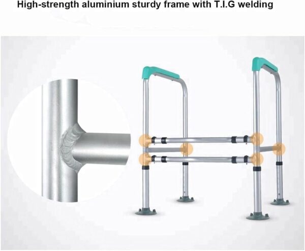 Toilet Safety Frame & Rail with Adjustable Height & Width, Stand-Alone Handrails for Seniors