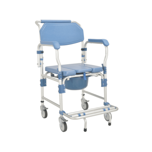 Bytrex, Shower Commode Chair Personal Mobility Assist Toilet Commode Wheelchair with Arm and Foot Rests