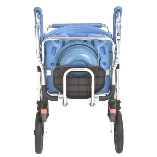 Bytrex, Aluminum Shower Wheelchair with Commode, Rolling Bedside Commode with Locking Wheels Bath Toilet Commode Chair with Detachable Bucket