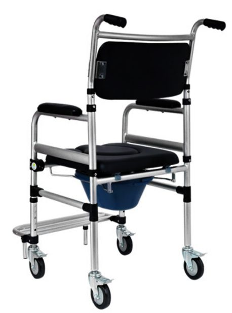 Bytrex, Commode Chair for Elderly Pregnant Woman Movement Aluminum Alloy Antidumping Collapsible Sponge Cushion Toilet Chair