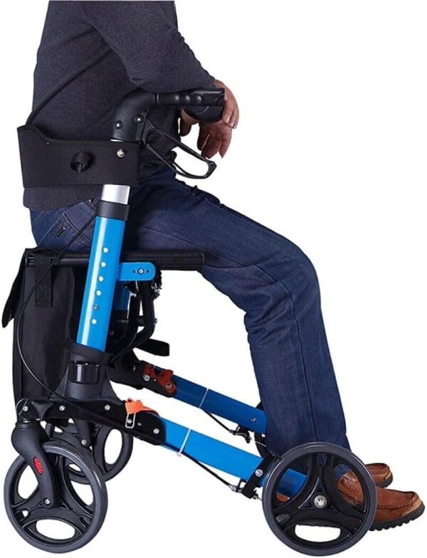 Bytrex, Foldable Four Wheel Aluminum Walker Rollator with Fold Up Removable Back