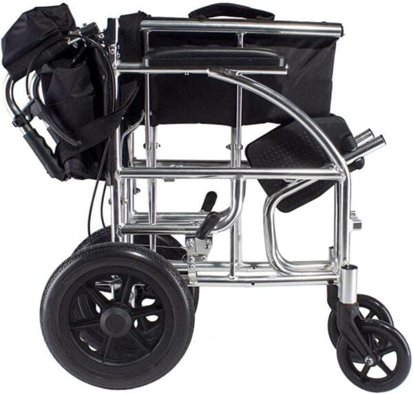 Bytrex, Transport Chair Wheelchair with Dual Hand Brakes 12″ Rear Wheels