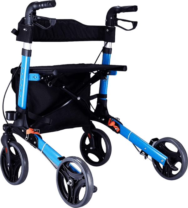Bytrex, Foldable Four Wheel Aluminum Walker Rollator with Fold Up Removable Back