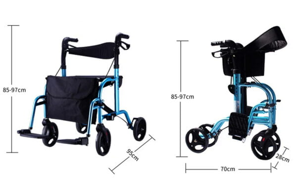 Bytrex, Popular Euro Style Aluminum Adjustable Rollator Walker with Detachable and Swing Away Footrests