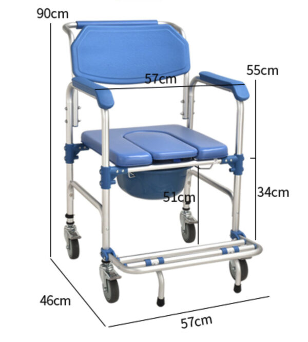 Bytrex, Light weight Shower Commode Chair Personal Mobility Assist Toilet Commode Wheelchair Transport Rolling Chair