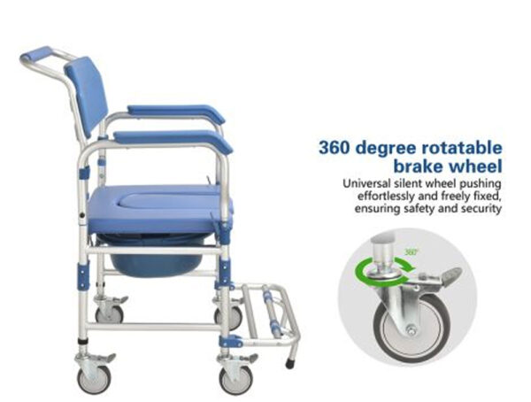 Bytrex, Light weight Shower Commode Chair Personal Mobility Assist Toilet Commode Wheelchair Transport Rolling Chair