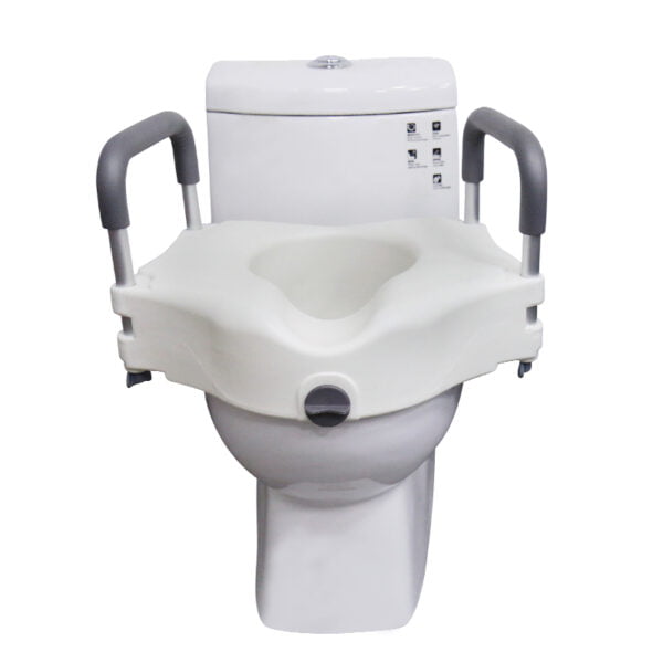 Bytrex, Raised Toilet Seat with Removable Arms provides a 4 inch rise with features removable integral armrests, Fits most of Toilets, White Color