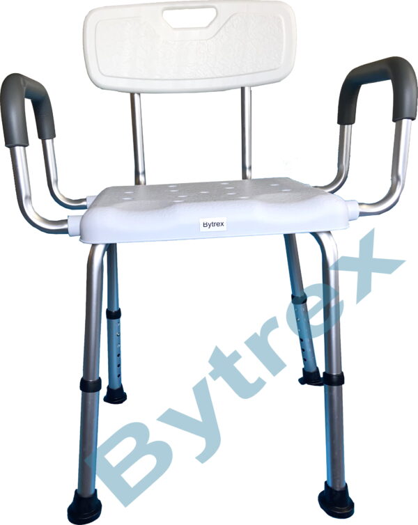 Bytrex, Bath Chair with Handle, Shower Chair, Easy to assemble, no tools required, Aluminum, Height Adjustable, Anti Slip for Safety