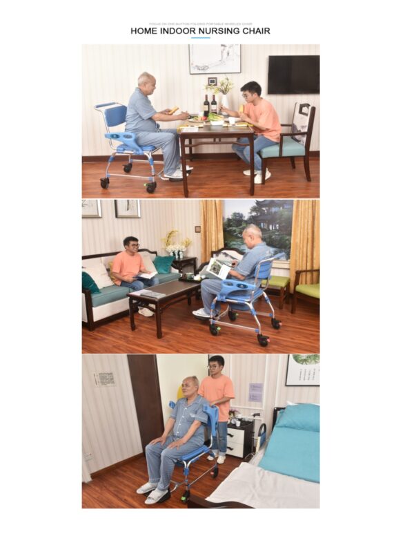 Bytrex - Medical Wheeled Shower Commode Chair, Mobile Bedside Commode Over Toilet Chair with Padded Seat water-proof seat Armrests and footrest can be flip-up